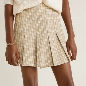 Mango Plaid Pleated Skirt
